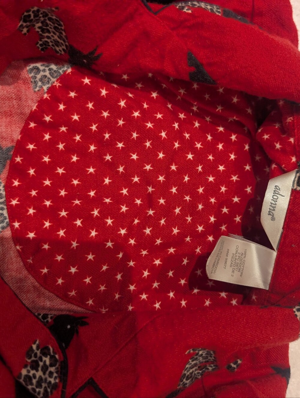 Vintage Adonna Red Scottie Dog 100% Cotton 2-Piece Pajama Set Large - Picture 7 of 12